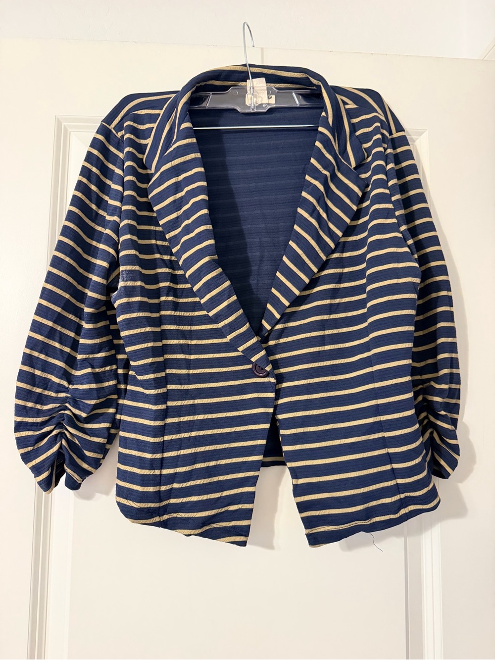 & Other Stories Navy and Cream Striped Blazer